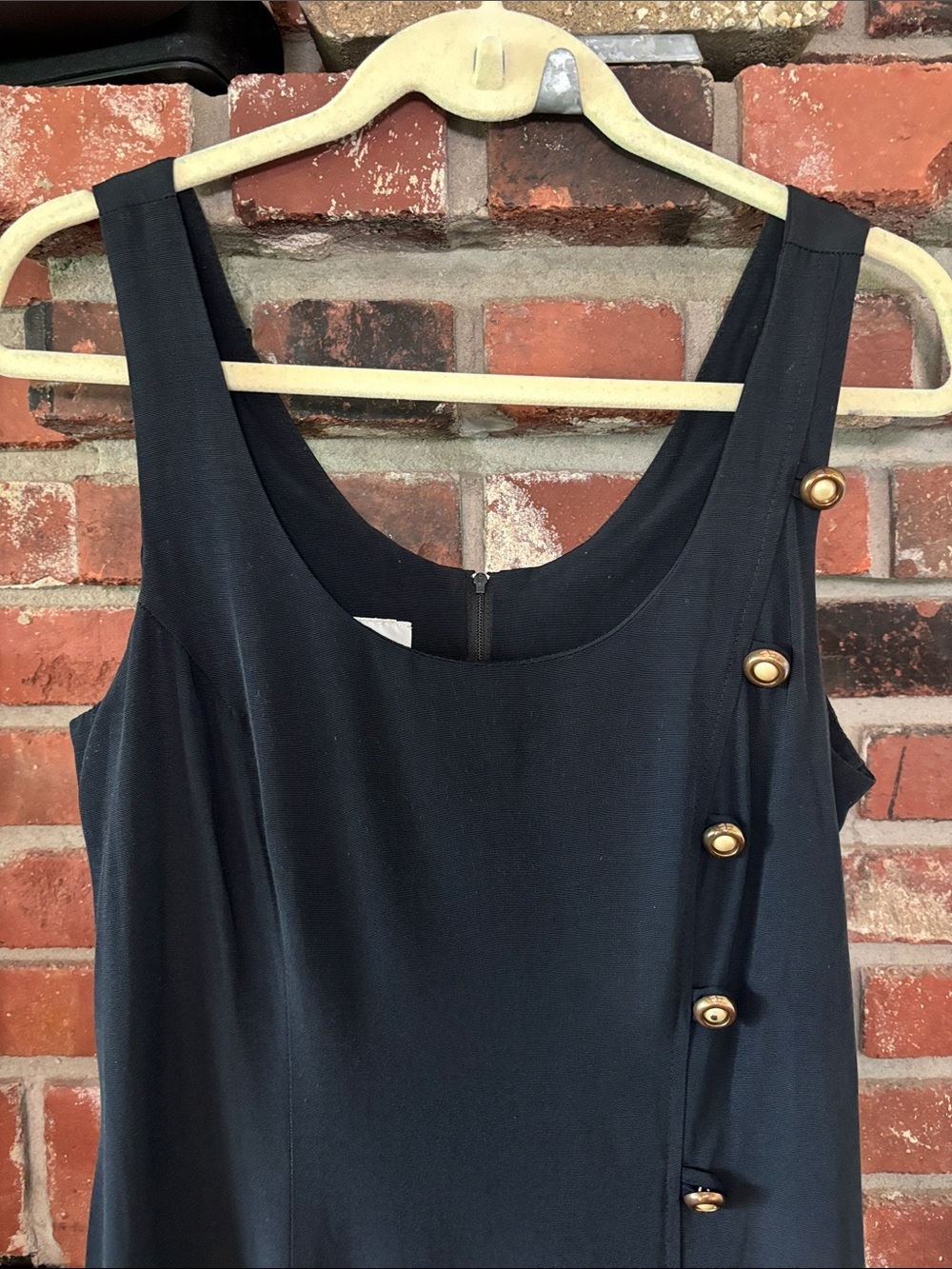 Vintage Blondie & Me Black Sleeveless Button-Accent Maxi Dress Made in USA - Picture 4 of 9